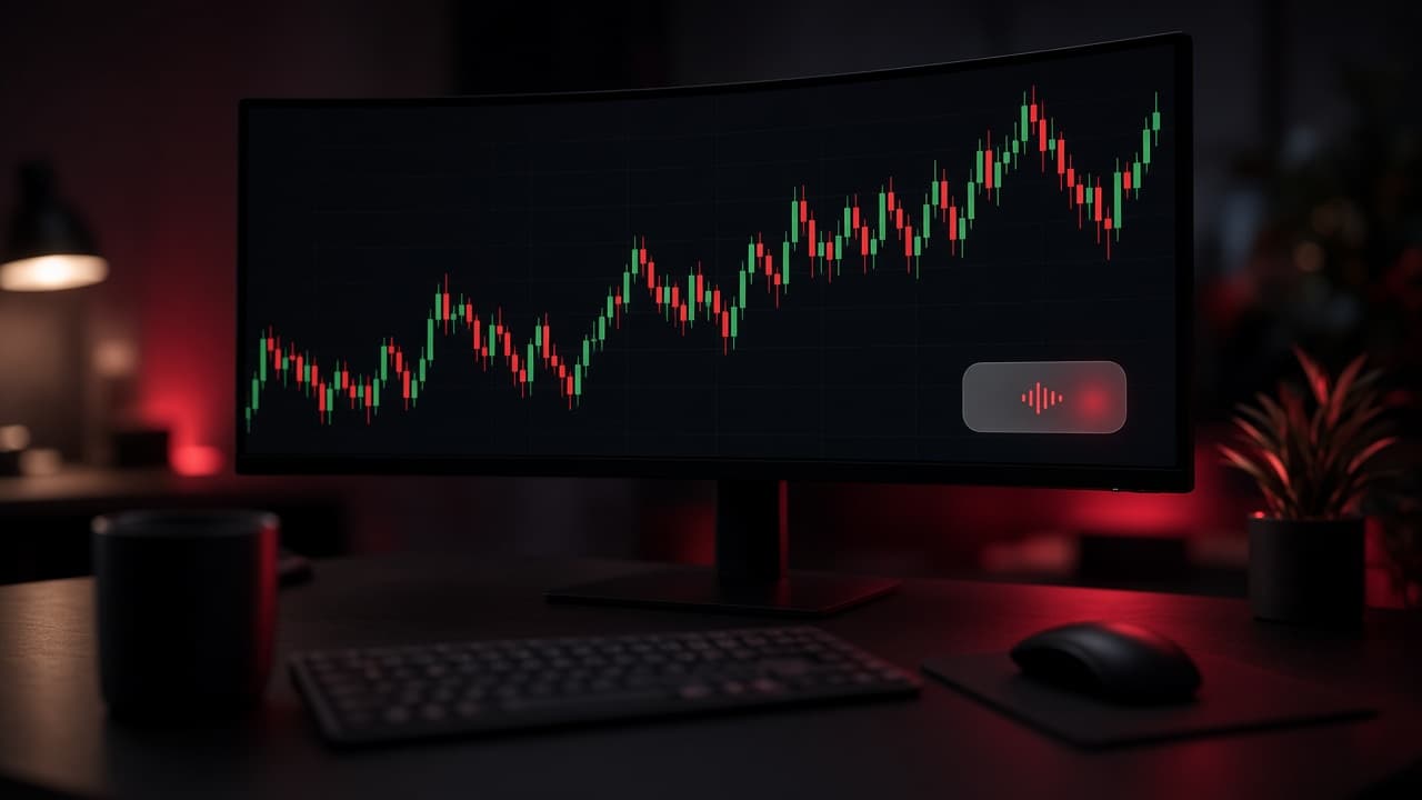 A dark trading desk with a Quotex-style chart and a compact Berry AI assistant overlay on the broker tab