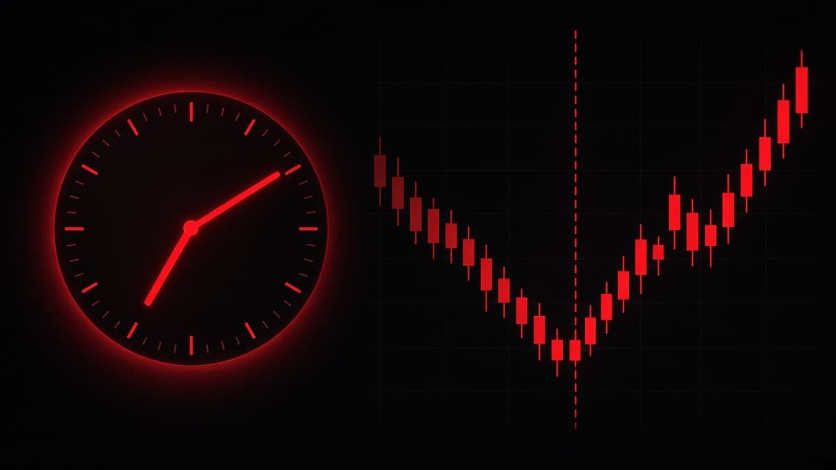 Binary options expiry times compared on one chart, with the settlement point of a 30 second, 1 minute, 5 minute and 15 minute trade marked