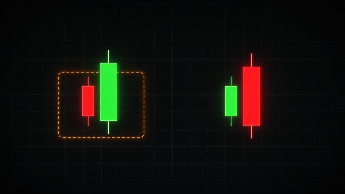Bullish engulfing candle at support and bearish engulfing candle at resistance on a forex chart