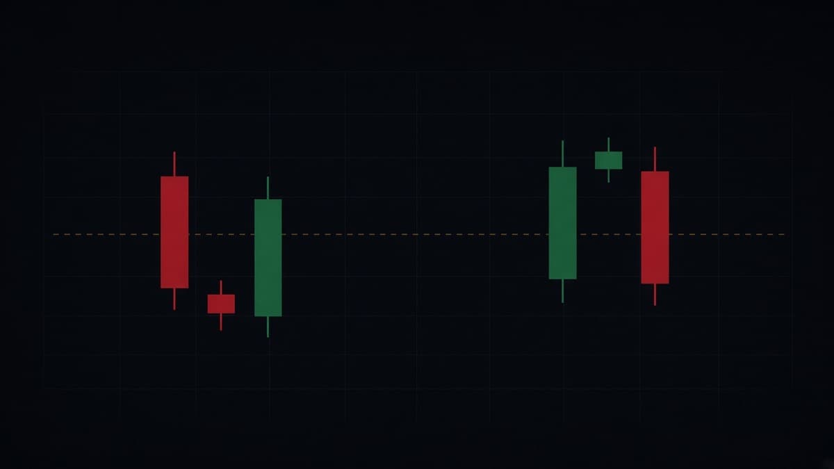 Morning star and evening star candlestick patterns showing the three candle reversal sequence on a price chart